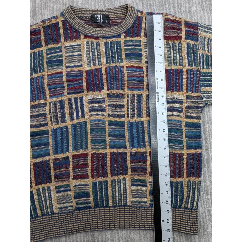 Vintage TSR Sweater Mens Large Geometric Abstract Print Made In USA Grandpa - Picture 8 of 11
